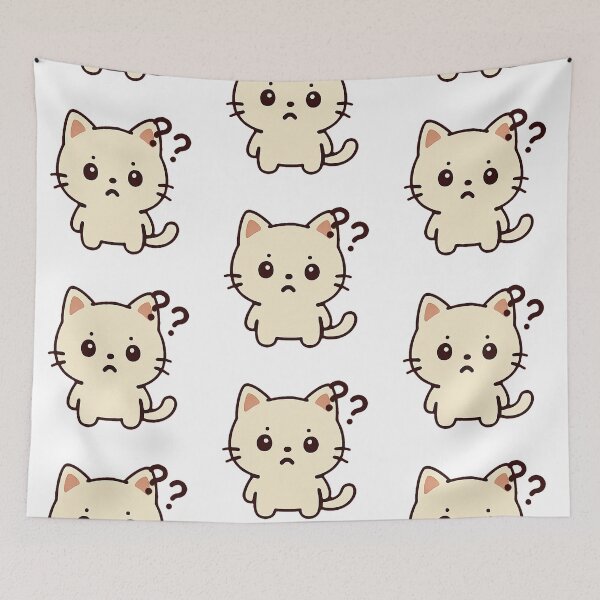Item preview, Confused Kawaii Cat – Cute and Funny Perplexed Kitty Illustration designed and sold by SketchOnScreen.