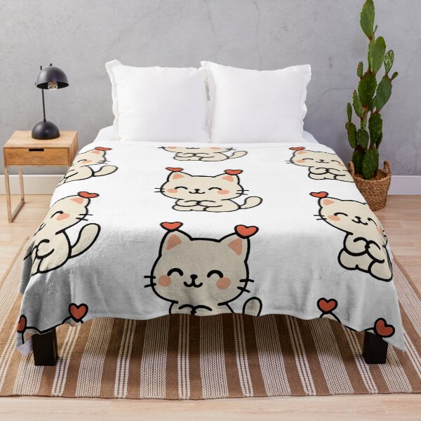 Item preview, Kawaii Love Cat – Cute Blushing Kitty with Hearts Illustration designed and sold by SketchOnScreen.