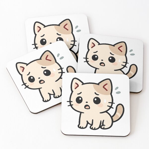 Item preview, Kawaii Scared Cat – Cute Frightened Kitty Illustration designed and sold by SketchOnScreen.