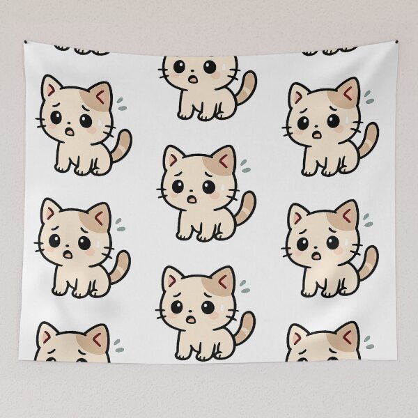 Item preview, Kawaii Scared Cat – Cute Frightened Kitty Illustration designed and sold by SketchOnScreen.
