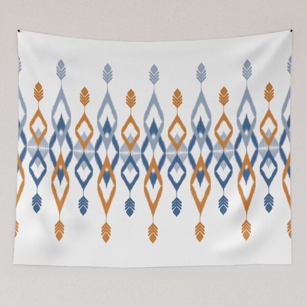 Item preview, Seamless Ikat Pattern concept blue and orange designed and sold by ChaReePat.