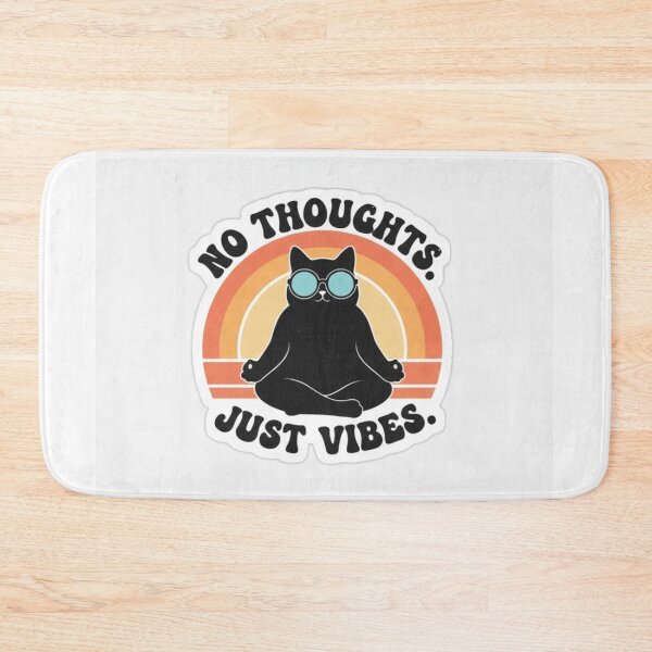Item preview, No Thoughts Just Vibes Cat Sticker — Retro 70s Laptop Deca designed and sold by DigiVerse Studio.
