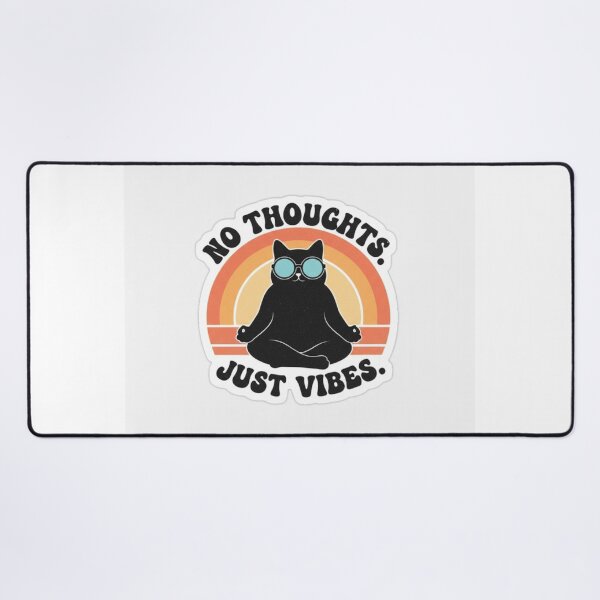 Item preview, No Thoughts Just Vibes Cat Sticker — Retro 70s Laptop Deca designed and sold by DigiVerse Studio.