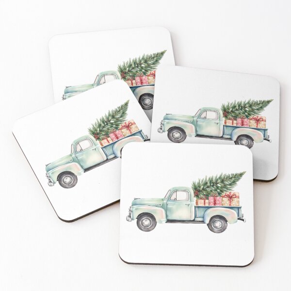 Artikelvorschau, Weihnachten Mini Truck Aquarell Urlaub Kunst entworfen und verkauft von Artful Accents.
