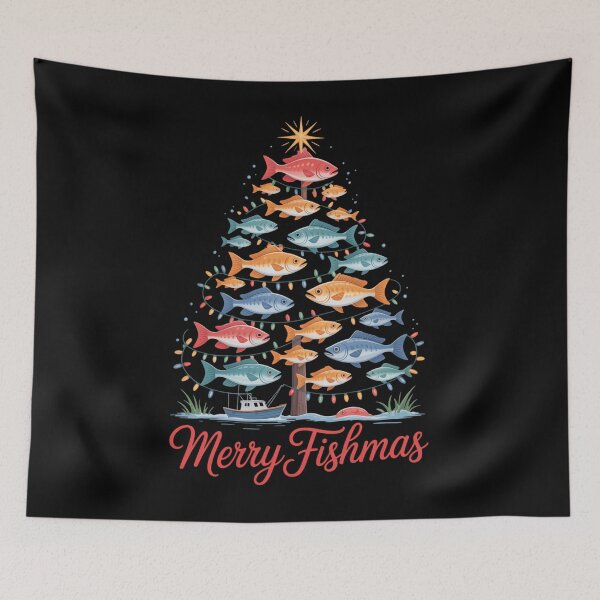 Item preview, Merry Fishmas Funny Fisher Christmas Tree Fishing designed and sold by ValerieRodrigue.
