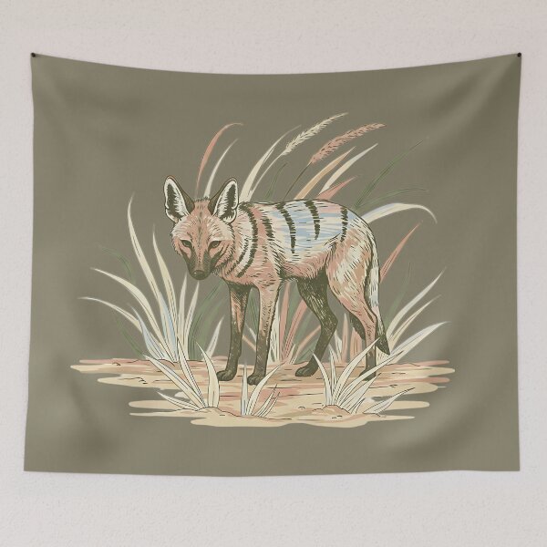 Item preview, Aardwolf with Soft Desert Grasses Art designed and sold by BirdsnStuff.