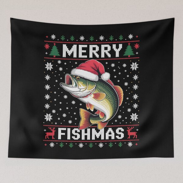 Item preview, Merry Fishmas Bass Fish Fishing Christmas designed and sold by ValerieRodrigue.