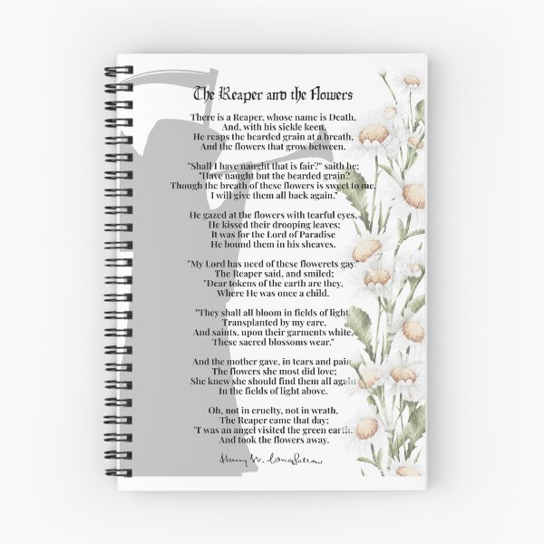 Item preview, Grim Reaper (angel) & Daisy Flowers - Longfellow poem  designed and sold by stella literarium.