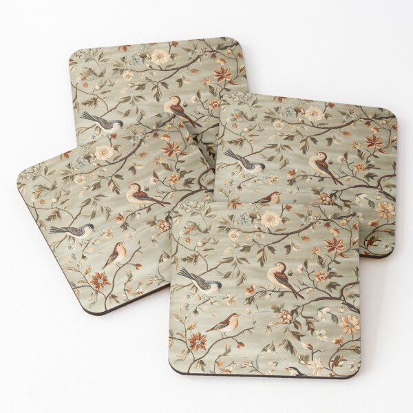 Item preview, Light Green Silk Floral Birds Wildflowers Carpet designed and sold by GrinGalore.
