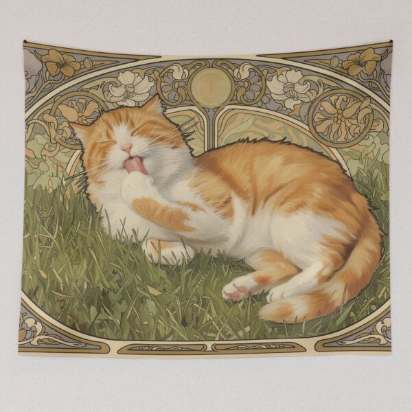 Item preview, Afternoon Cat-vintage elegance with calming natural tones designed and sold by ArtiJOY Imprinta.