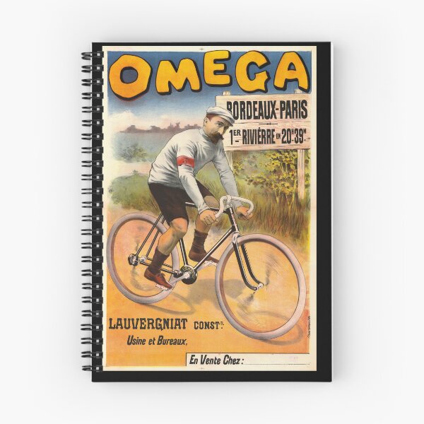 Item preview, Vintage Omega Bicycles Poster | Bordeaux-Paris Race Art | Cyclist in Historical Attire & Competitive Spirit | Bold Retro Typography designed and sold by artofuniverse.