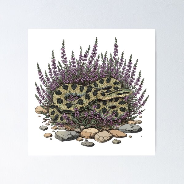 Item preview, Adder Among Heather and Rocks Artwork designed and sold by BirdsnStuff.