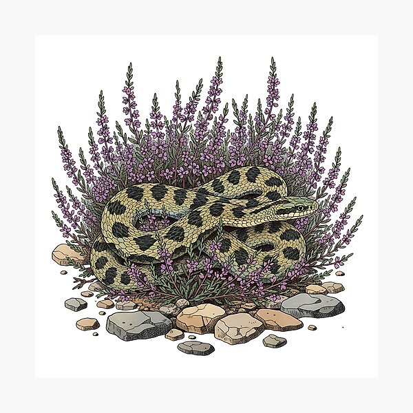 Item preview, Adder Among Heather and Rocks Artwork designed and sold by BirdsnStuff.