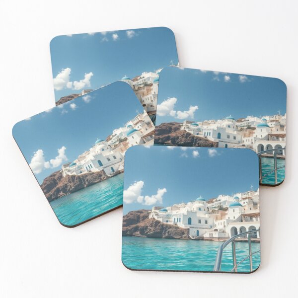 Item preview, Serene Greek Seascape | Traditional Village with Blue Domes and Azure Waters from a Yacht designed and sold by Jade Ado.