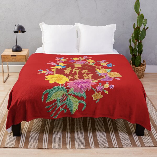 Item preview, Chinese New Year Greeting with Peonies Batik designed and sold by YoungLWorkshop.