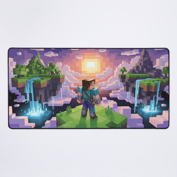 Item preview, Voxel Floating Islands World | Pixel Quest Art Sky Adventure Waterfall | Epic Sunset Landscape Design designed and sold by pixelpopplanet.