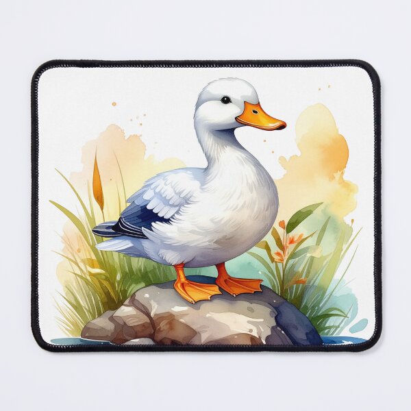 Item preview, A sweet, charming white duck sits on the shore. designed and sold by LiskoDesign.