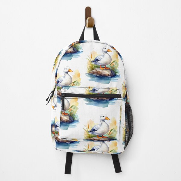 Item preview, A sweet, charming white duck sits on the shore. designed and sold by LiskoDesign.