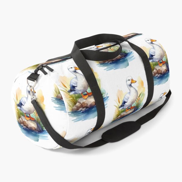 Item preview, A sweet, charming white duck sits on the shore. designed and sold by LiskoDesign.