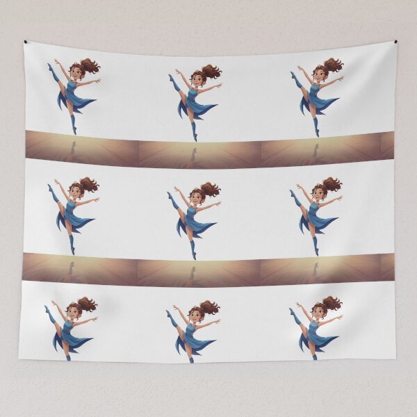 Item preview, Elegant Dancer Girl in Blue Dress Cartoon Illustration designed and sold by DroolWorthyUS.