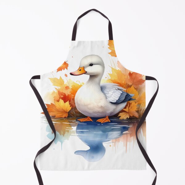 Item preview, A sweet, charming duck sits on the autumnal shore, reflected in the water. designed and sold by LiskoDesign.