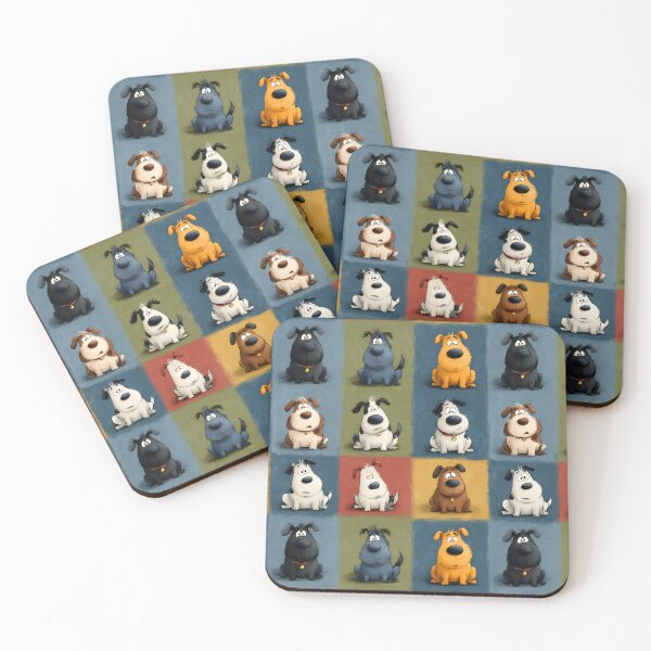 Item preview, Dogs Funny Dog Lover Cartoon Animals Retro Checkered Pattern designed and sold by SecretDicer.