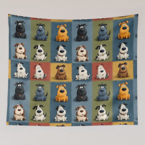 Item preview, Dogs Funny Dog Lover Cartoon Animals Retro Checkered Pattern designed and sold by SecretDicer.