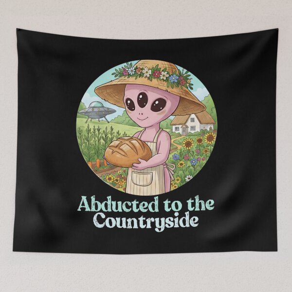Item preview, Abducted to the Countryside – Cute Alien Cottagecore designed and sold by SidTastic .