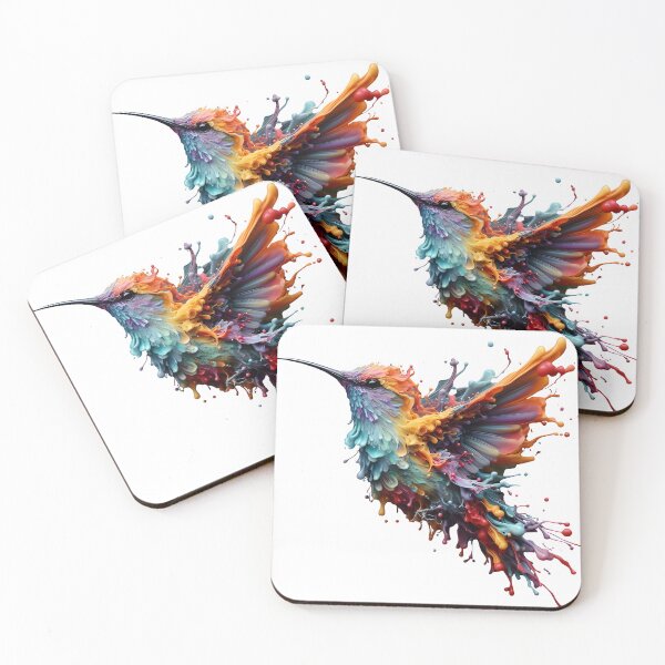 Item preview, hummingbird colorful splash art designed and sold by BeAr-tist.