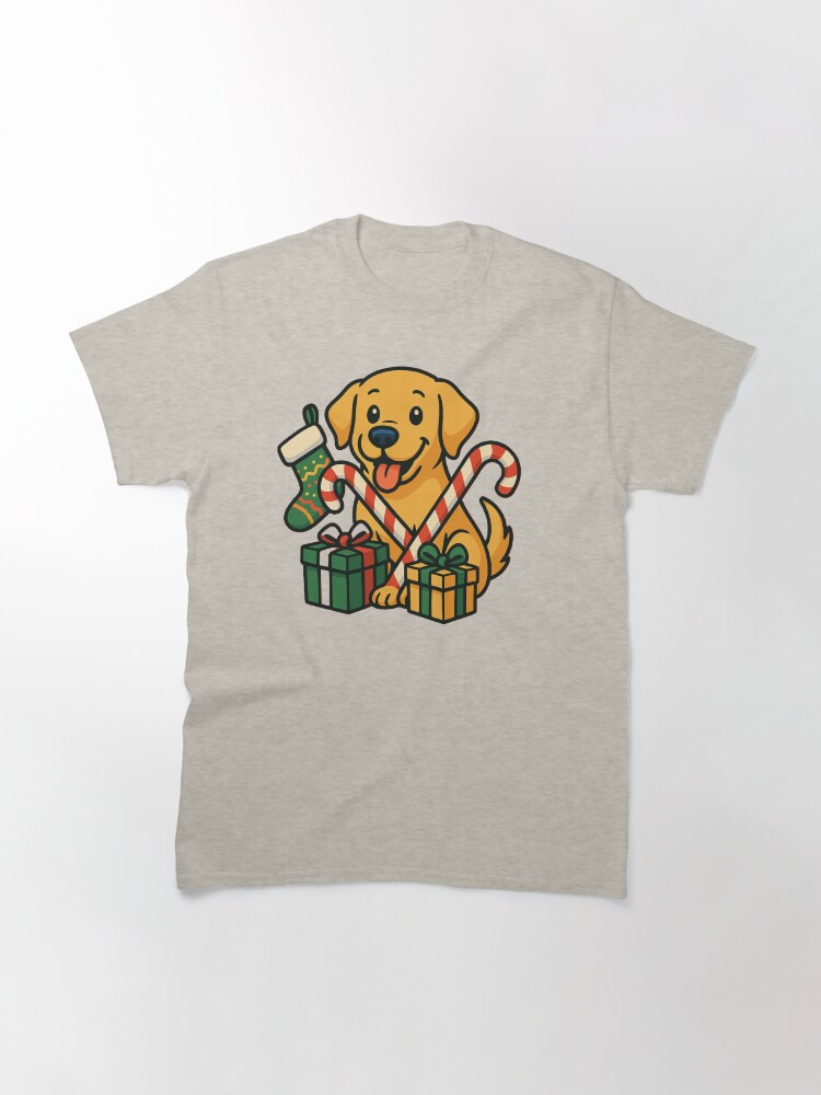 Festive Labrador with Candy Canes and Stocking – Christmas Dog Cartoon Classic T-Shirt