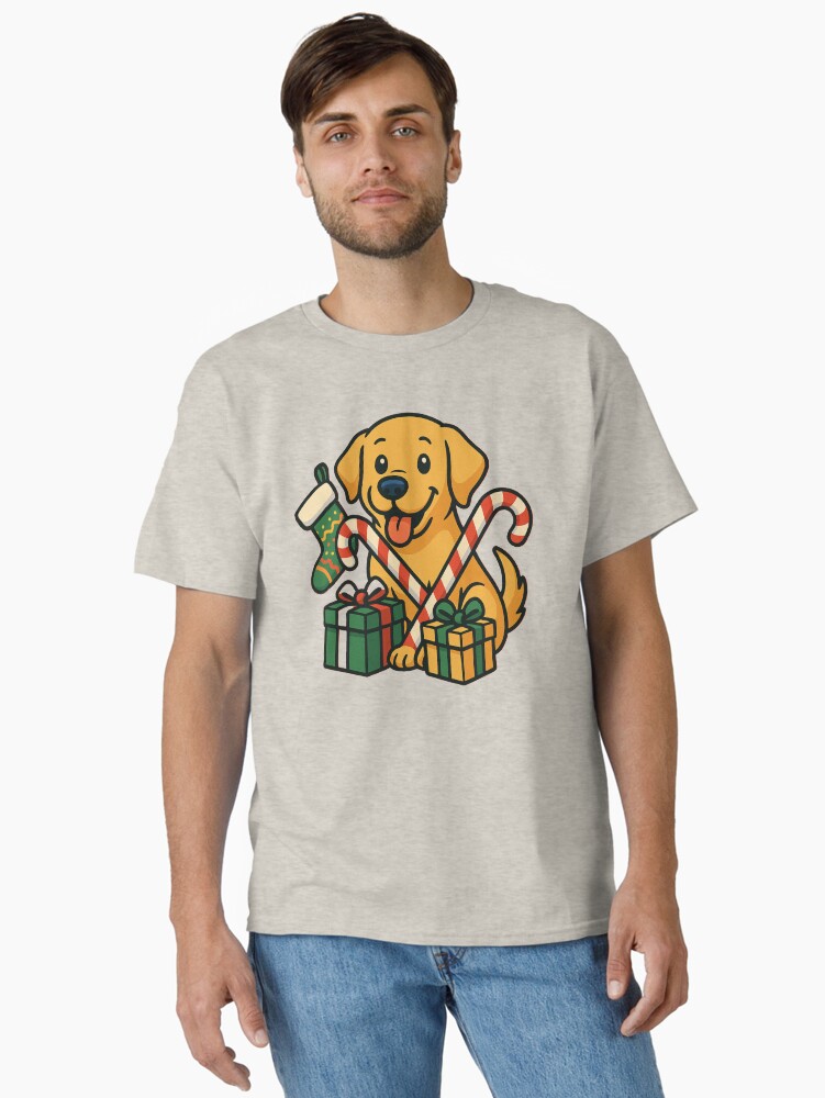 Festive Labrador with Candy Canes and Stocking – Christmas Dog Cartoon Classic T-Shirt