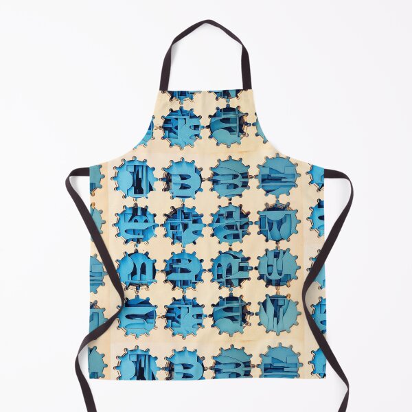 Item preview, Layered Blue Wood Cutouts Abstract Typography Grid | Modern Geometric Art designed and sold by SergioMiklos.
