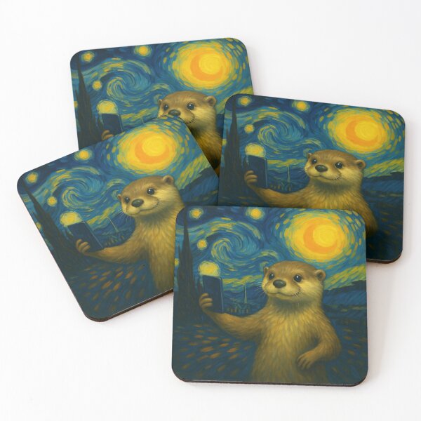 Item preview, Starry Night Van Gogh Otter Selfie designed and sold by NosandEdgy.