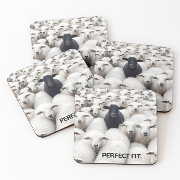 Item preview, "Perfect Fit" Black Sheep - Funny Ironic Quote | Non-Conformist Individualism Art designed and sold by SergioMiklos.