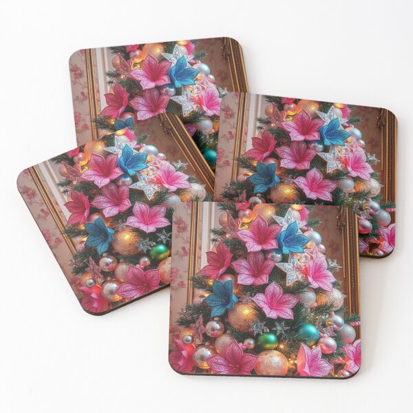 Item preview, Vibrant Pink and Teal Poinsettia Christmas Tree Holiday Cheer designed and sold by Vida e Arte.