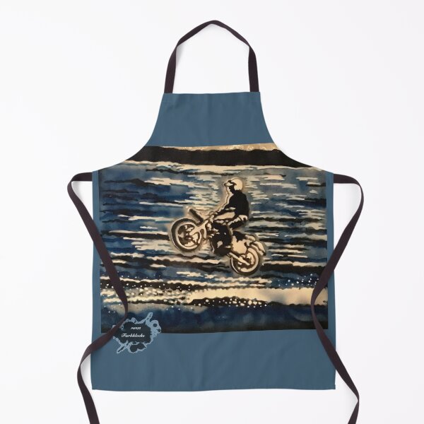 Item preview, A motorcyclist jumps with sea as background designed and sold by marysfarbklecks.