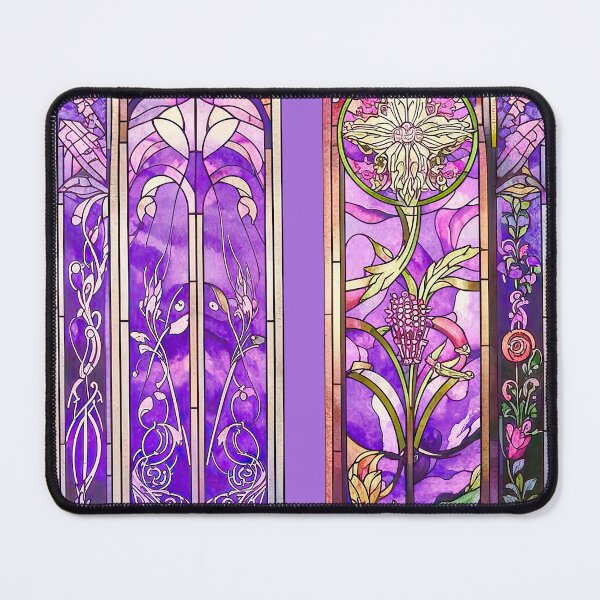 Item preview, Vibrant Purple Floral Stained Glass Panels designed and sold by LanaGustavsson.