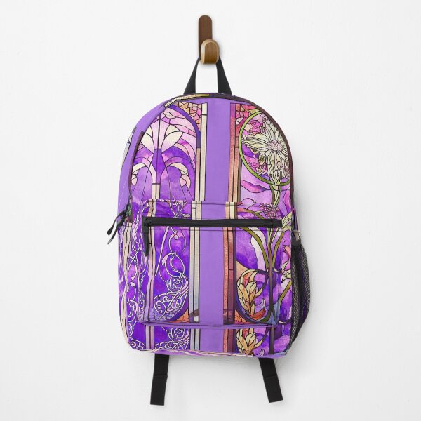 Item preview, Vibrant Purple Floral Stained Glass Panels designed and sold by LanaGustavsson.