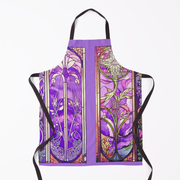 Item preview, Vibrant Purple Floral Stained Glass Panels designed and sold by LanaGustavsson.