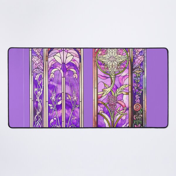 Item preview, Vibrant Purple Floral Stained Glass Panels designed and sold by LanaGustavsson.