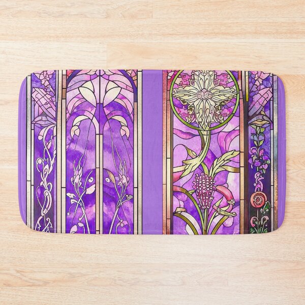 Item preview, Vibrant Purple Floral Stained Glass Panels designed and sold by LanaGustavsson.