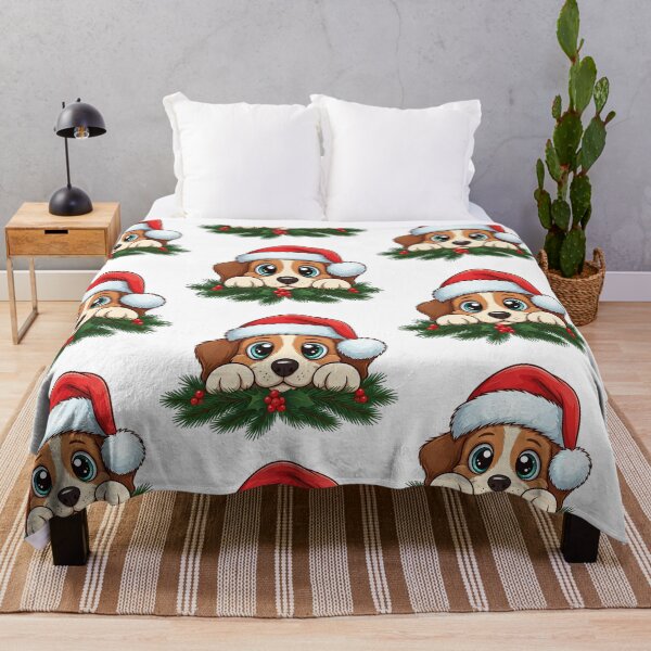 Item preview, Cute Christmas Puppy Illustration – Adorable Holiday Cartoon Art with Santa Hat designed and sold by PixelVibe782.