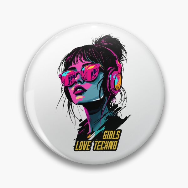 Item preview, Girls Love Techno – Neon DJ Design designed and sold by pixelprodigy04.
