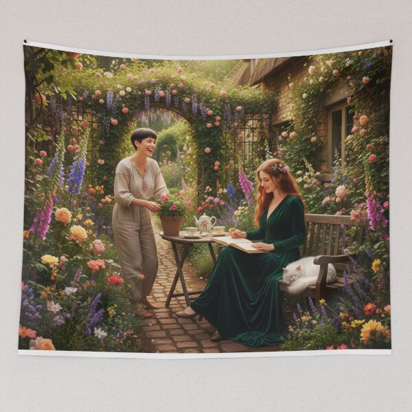 Item preview, Country Cottage Garden Lesbian Couple Jigsaw designed and sold by Sapphic-Charm.