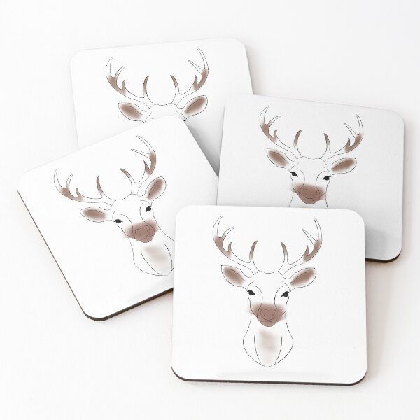 Item preview, Warm pastel style reindeer head line drawing designed and sold by MidnightTH.