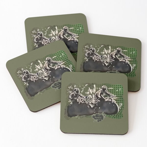 Item preview, Two motocross riders ride through the water designed and sold by marysfarbklecks.