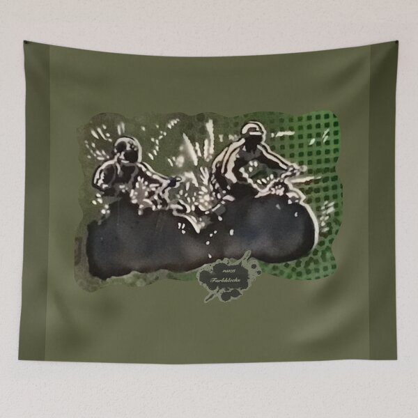 Item preview, Two motocross riders ride through the water designed and sold by marysfarbklecks.