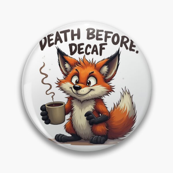 Item preview, Death Before Decaf – Funny Fox Coffee Lover Illustration designed and sold by ShirtHatch.
