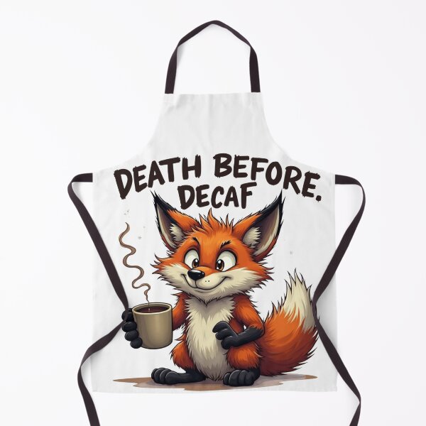 Item preview, Death Before Decaf – Funny Fox Coffee Lover Illustration designed and sold by ShirtHatch.