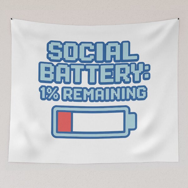 Item preview, Social Battery 1% Remaining – Funny Introvert Design for T-Shirts, Mugs & Stickers designed and sold by EugenioPrints.